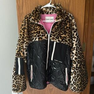 Sandy Laing Faux Fur Leopard Print Fleece, M